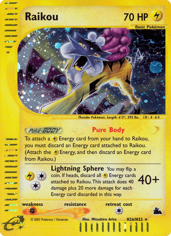 Carta Raikou H26/144 do set Skyridge — Pokémon TCG | Bynx