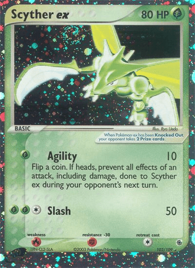 Carta Scyther ex 102/109 do set Ruby & Sapphire — Pokémon TCG | Bynx