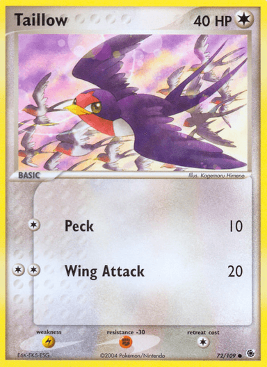 Carta Taillow 72/109 do set Ruby & Sapphire — Pokémon TCG | Bynx