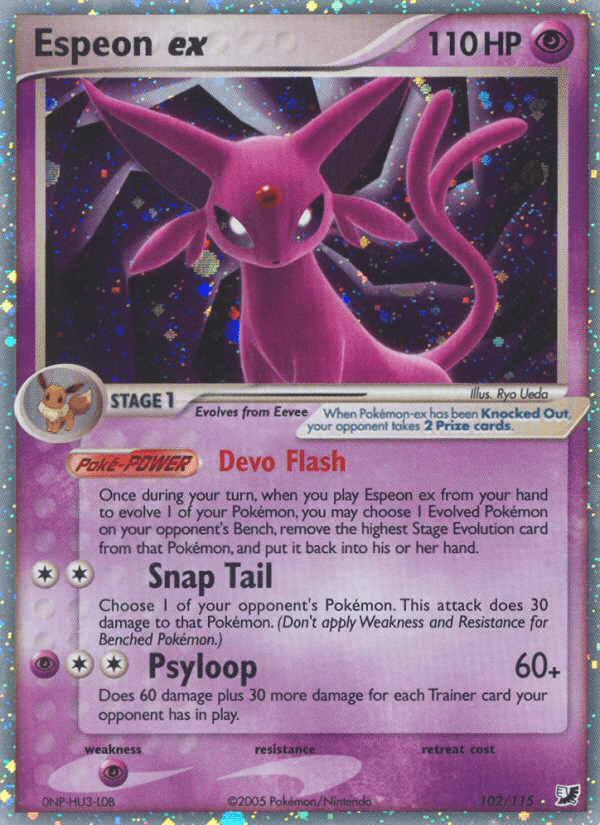 Carta Espeon ex 102/115 do set Unseen Forces — Pokémon TCG | Bynx