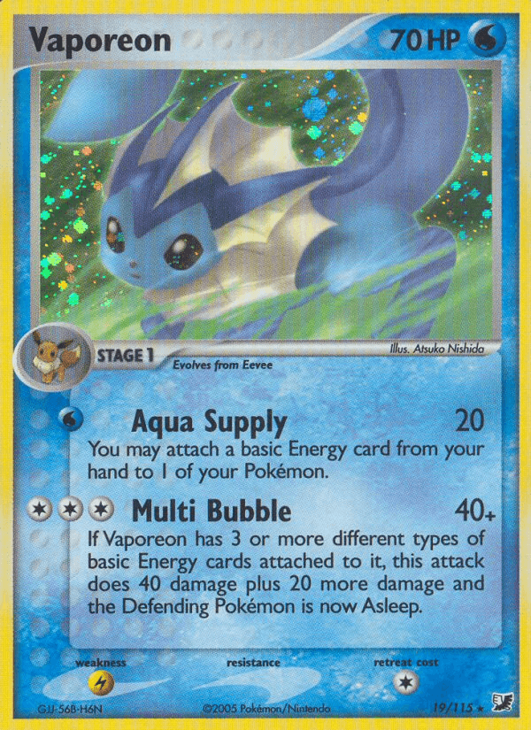 Carta Vaporeon 19/115 do set Unseen Forces — Pokémon TCG | Bynx