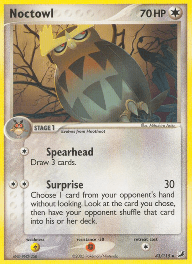 Carta Noctowl 43/115 do set Unseen Forces — Pokémon TCG | Bynx