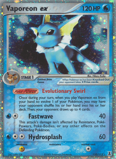 Carta Vaporeon ex 110/113 do set Delta Species — Pokémon TCG | Bynx