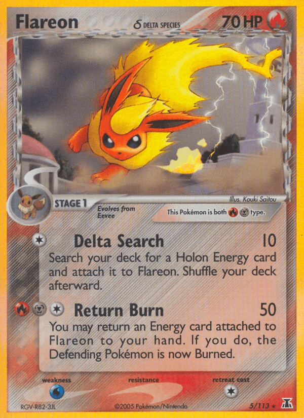 Carta Flareon δ 5/113 do set Delta Species — Pokémon TCG | Bynx