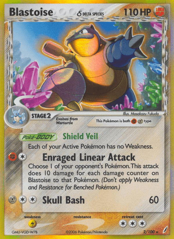Carta Blastoise δ 2/100 do set Crystal Guardians — Pokémon TCG | Bynx