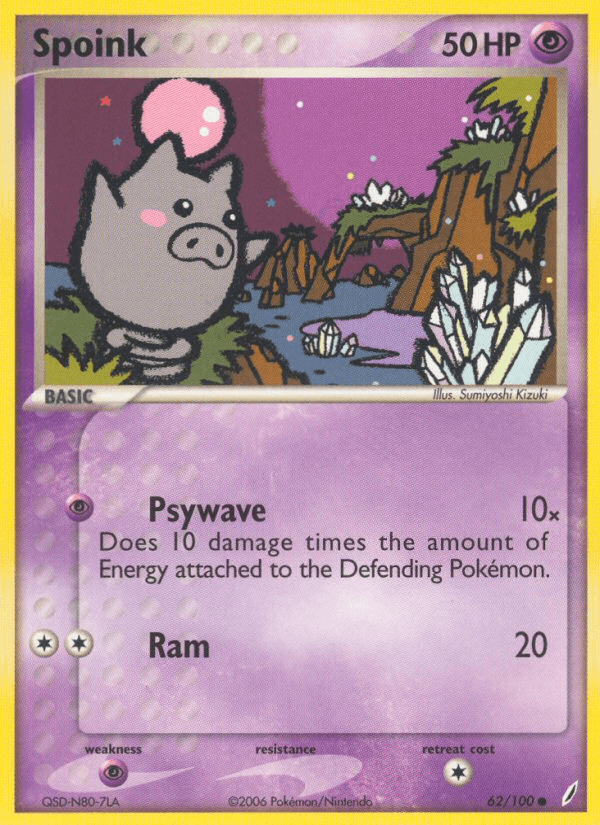 Carta Spoink 62/100 do set Crystal Guardians — Pokémon TCG | Bynx