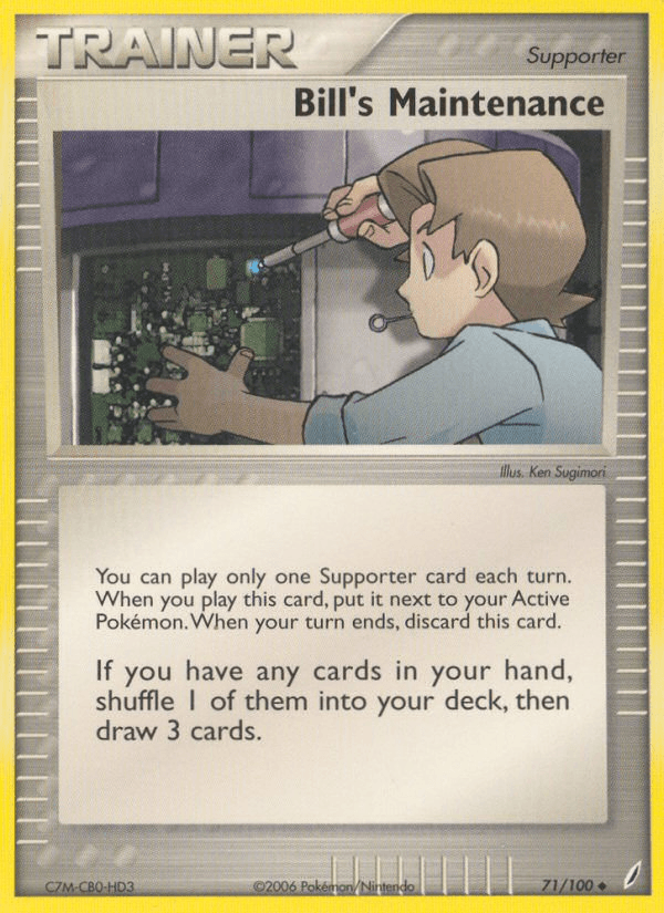Carta Bill's Maintenance 71/100 do set Crystal Guardians — Pokémon TCG | Bynx