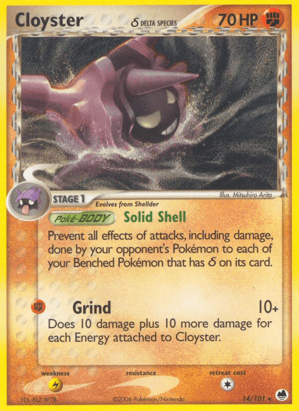 Carta Cloyster δ 14/101 do set Dragon Frontiers — Pokémon TCG | Bynx