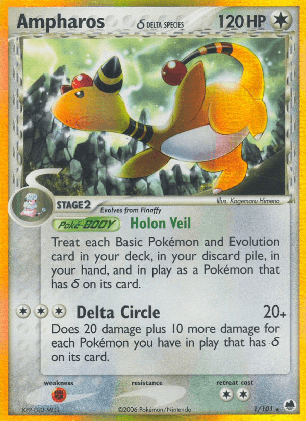 Carta Ampharos δ 1/101 do set Dragon Frontiers — Pokémon TCG | Bynx