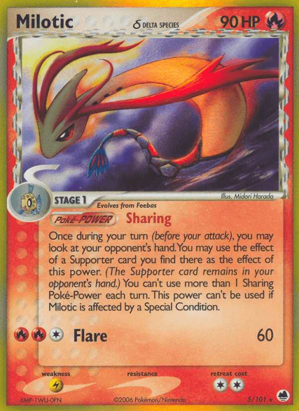 Carta Milotic δ 5/101 do set Dragon Frontiers — Pokémon TCG | Bynx