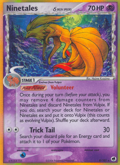 Carta Ninetales δ 8/101 do set Dragon Frontiers — Pokémon TCG | Bynx