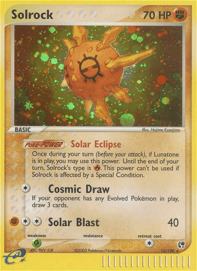 Carta Solrock 13/100 do set Sandstorm — Pokémon TCG | Bynx
