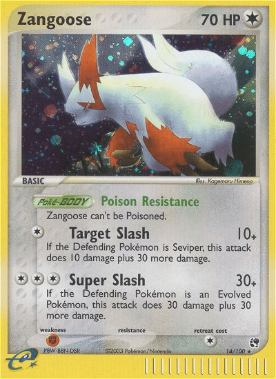 Carta Zangoose 14/100 do set Sandstorm — Pokémon TCG | Bynx
