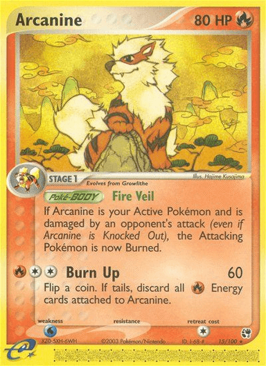 Carta Arcanine 15/100 do set Sandstorm — Pokémon TCG | Bynx