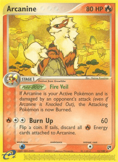 Carta Arcanine 15/100 do set Sandstorm — Pokémon TCG | Bynx