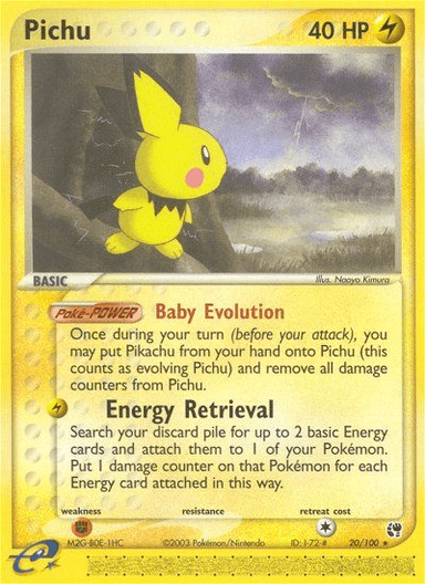 Carta Pichu 20/100 do set Sandstorm — Pokémon TCG | Bynx