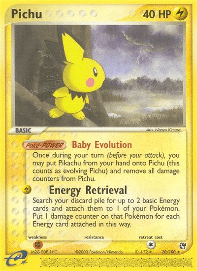 Carta Pichu 20/100 do set Sandstorm — Pokémon TCG | Bynx