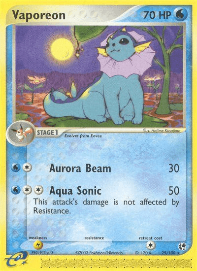 Carta Vaporeon 25/100 do set Sandstorm — Pokémon TCG | Bynx