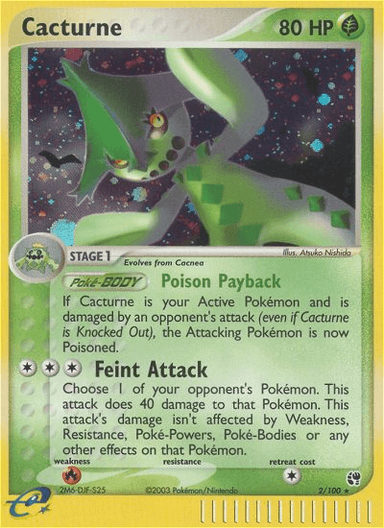 Carta Cacturne 2/100 do set Sandstorm — Pokémon TCG | Bynx