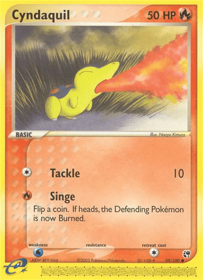 Carta Cyndaquil 59/100 do set Sandstorm — Pokémon TCG | Bynx