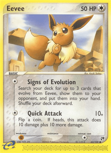 Carta Eevee 63/100 do set Sandstorm — Pokémon TCG | Bynx