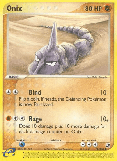 Carta Onix 71/100 do set Sandstorm — Pokémon TCG | Bynx