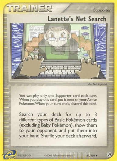 Carta Lanette's Net Search 87/100 do set Sandstorm — Pokémon TCG | Bynx