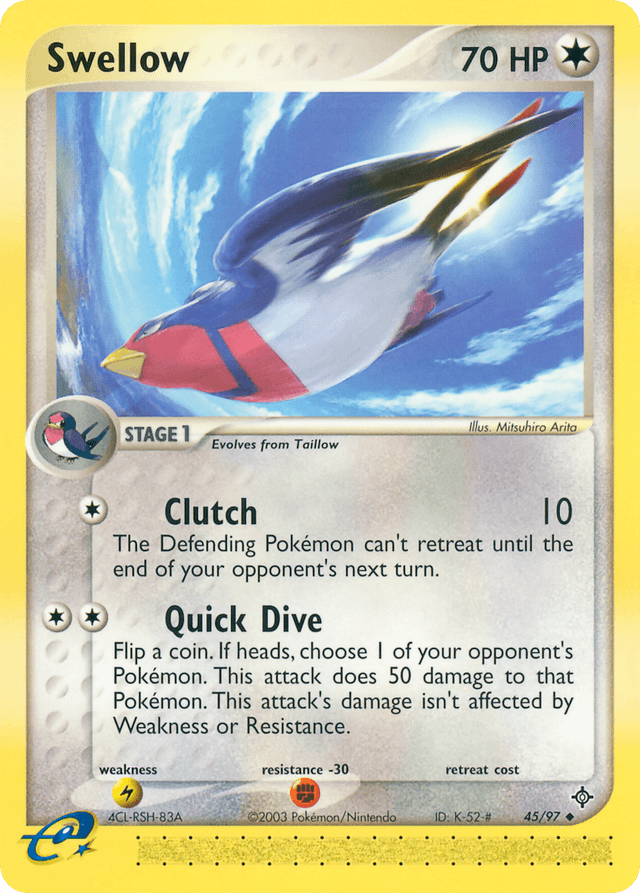 Carta Swellow 45/97 do set Dragon — Pokémon TCG | Bynx