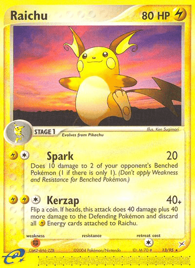 Carta Raichu 13/95 do set Team Magma vs Team Aqua — Pokémon TCG | Bynx