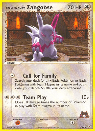 Carta Team Magma's Zangoose 23/95 do set Team Magma vs Team Aqua — Pokémon TCG | Bynx