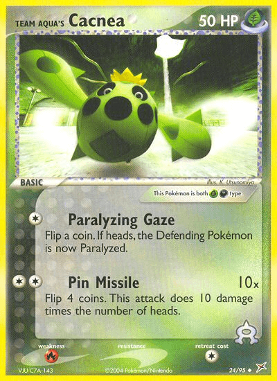 Carta Team Aqua's Cacnea 24/95 do set Team Magma vs Team Aqua — Pokémon TCG | Bynx