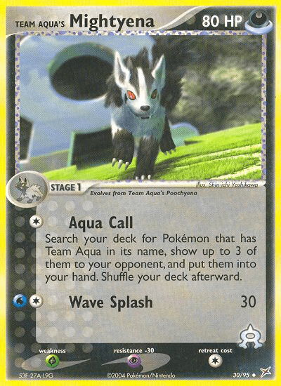 Carta Team Aqua's Mightyena 30/95 do set Team Magma vs Team Aqua — Pokémon TCG | Bynx