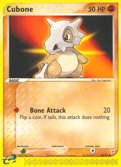 Carta Cubone 40/95 do set Team Magma vs Team Aqua — Pokémon TCG | Bynx