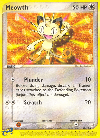 Carta Meowth 42/95 do set Team Magma vs Team Aqua — Pokémon TCG | Bynx