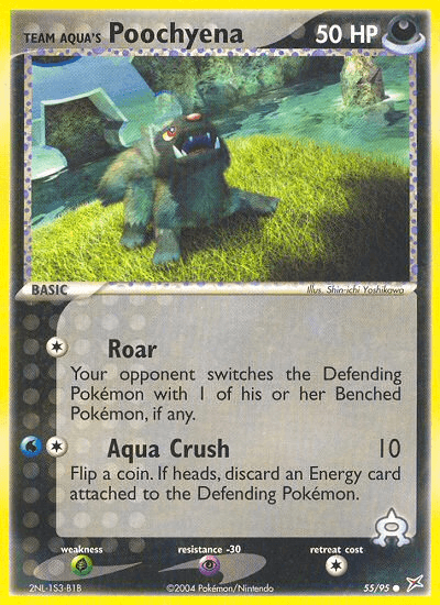 Carta Team Aqua's Poochyena 55/95 do set Team Magma vs Team Aqua — Pokémon TCG | Bynx