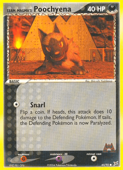 Carta Team Magma's Poochyena 65/95 do set Team Magma vs Team Aqua — Pokémon TCG | Bynx