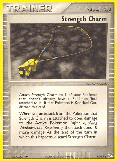 Carta Strength Charm 74/95 do set Team Magma vs Team Aqua — Pokémon TCG | Bynx