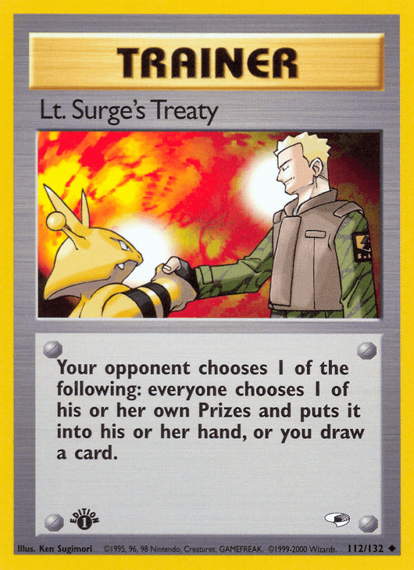 Carta Lt. Surge's Treaty 112/132 do set Gym Heroes — Pokémon TCG | Bynx