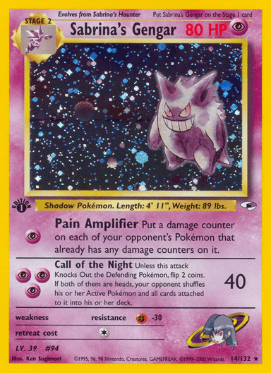 Carta Sabrina's Gengar 14/132 do set Gym Heroes — Pokémon TCG | Bynx