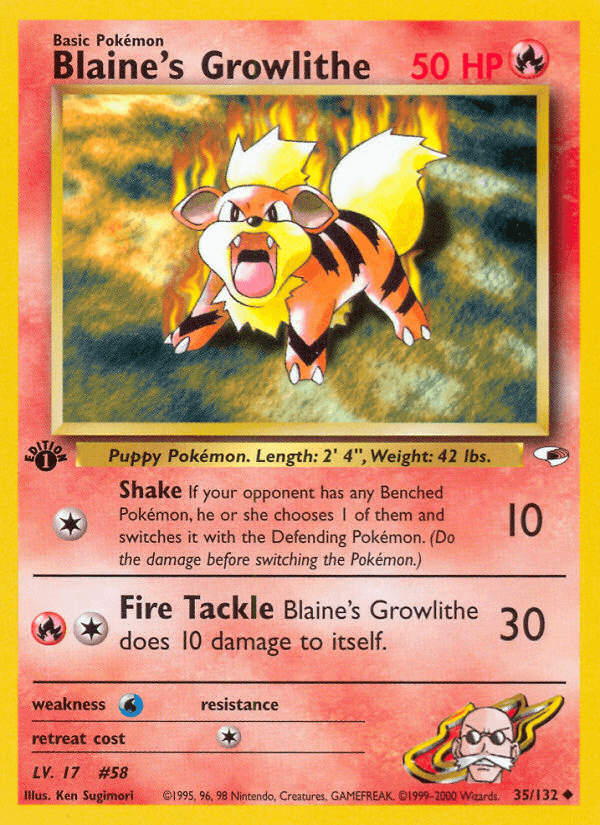 Carta Blaine's Growlithe 35/132 do set Gym Heroes — Pokémon TCG | Bynx