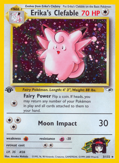 Carta Erika's Clefable 3/132 do set Gym Heroes — Pokémon TCG | Bynx