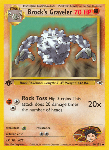 Carta Brock's Graveler 40/132 do set Gym Heroes — Pokémon TCG | Bynx