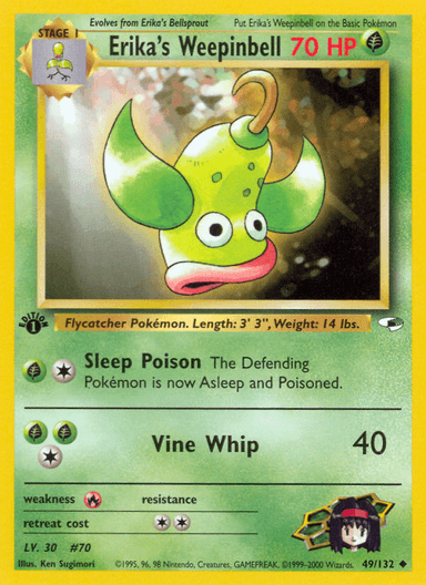Carta Erika's Weepinbell 49/132 do set Gym Heroes — Pokémon TCG | Bynx