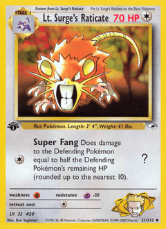 Lt. Surge's Raticate 51/132 — Gym Heroes