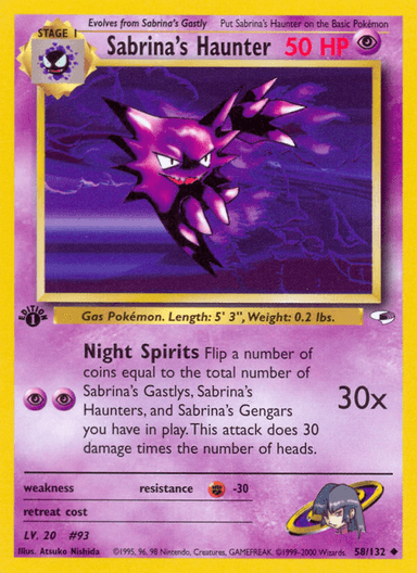 Carta Sabrina's Haunter 58/132 do set Gym Heroes — Pokémon TCG | Bynx