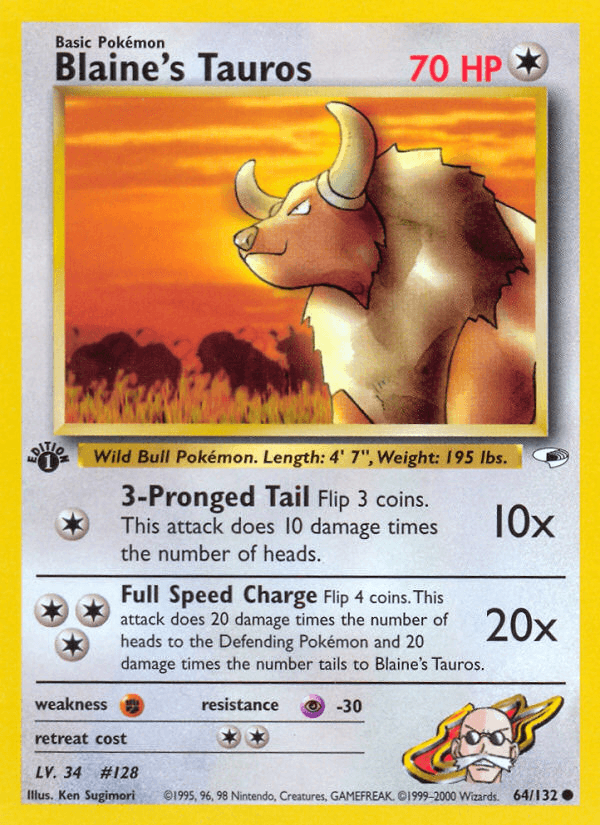 Carta Blaine's Tauros 64/132 do set Gym Heroes — Pokémon TCG | Bynx