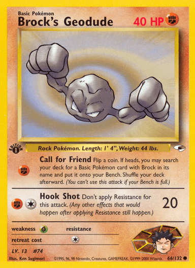 Carta Brock's Geodude 66/132 do set Gym Heroes — Pokémon TCG | Bynx