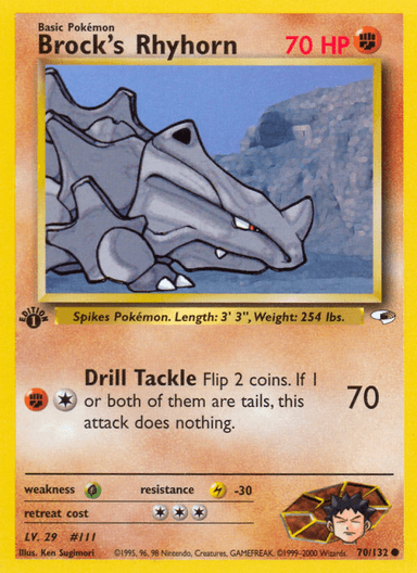 Carta Brock's Rhyhorn 70/132 do set Gym Heroes — Pokémon TCG | Bynx