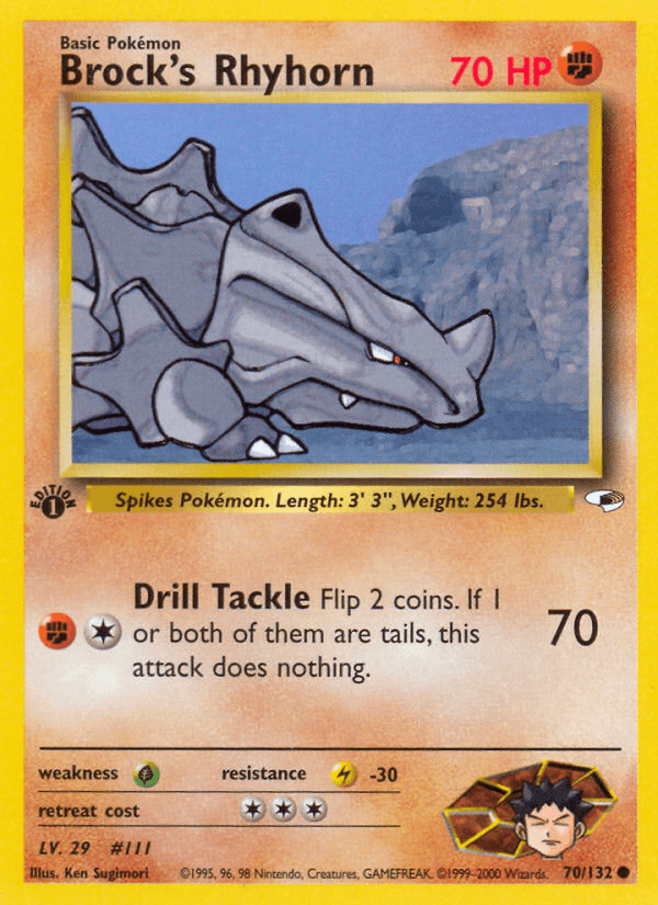 Carta Brock's Rhyhorn 70/132 do set Gym Heroes — Pokémon TCG | Bynx