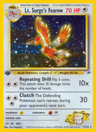 Carta Lt. Surge's Fearow 7/132 do set Gym Heroes — Pokémon TCG | Bynx